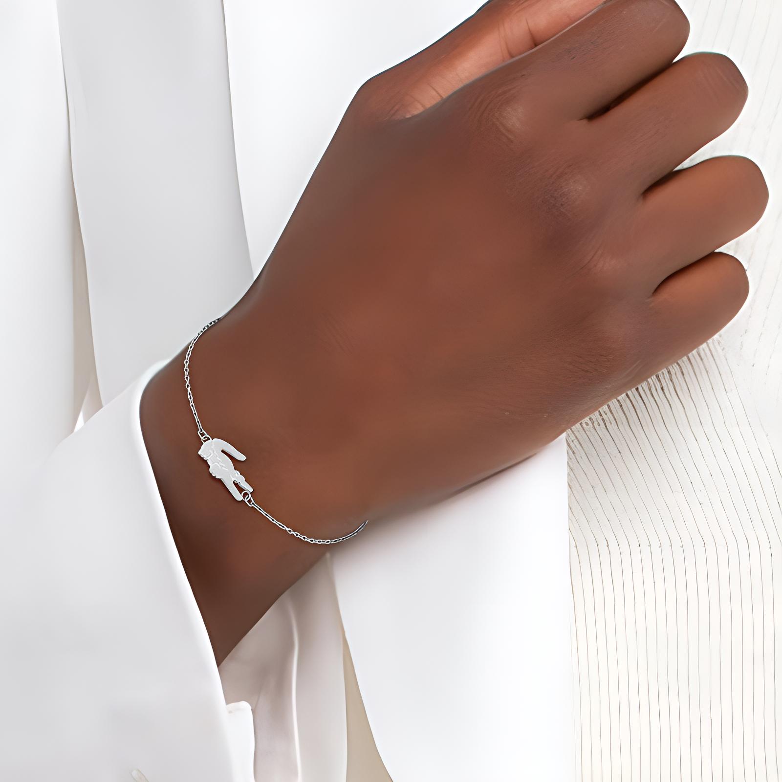LACOSTE Stainless Steel Silver Logo Bracelet Women's - POIZON