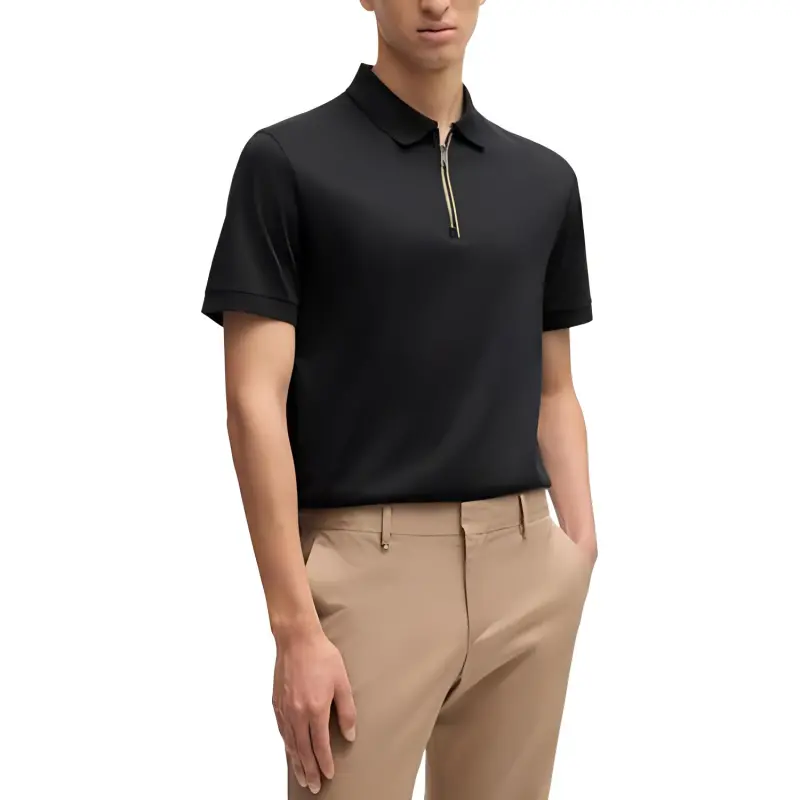 HUGO BOSS Half Zip Short Sleeved Polo Shirt-3