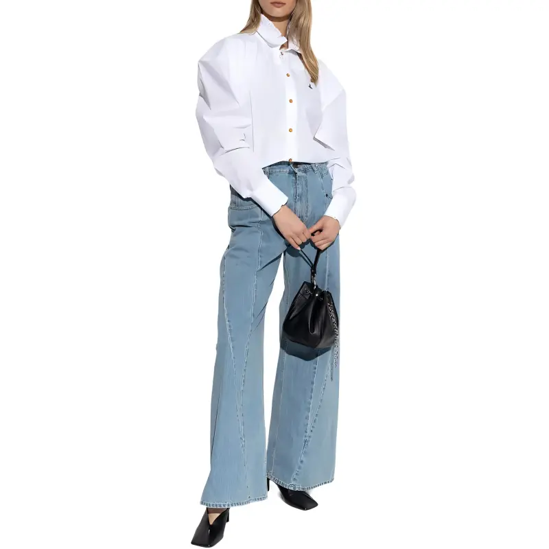 Vivienne Westwood Logo Embroidered Curved Hem Shirt-2