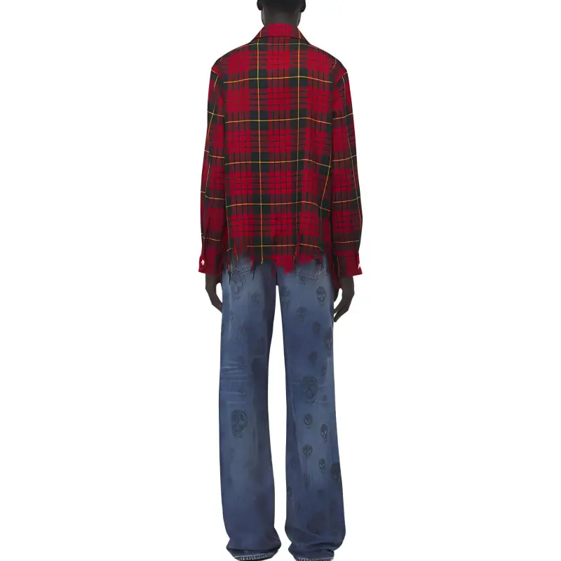 Alexander McQueen Distressed Tartan Overshirt-4