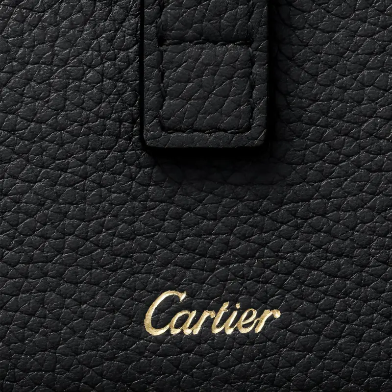 CARTIER Trinity Series Grain Cow Leather Wallet, Card Holder Women's Black-4