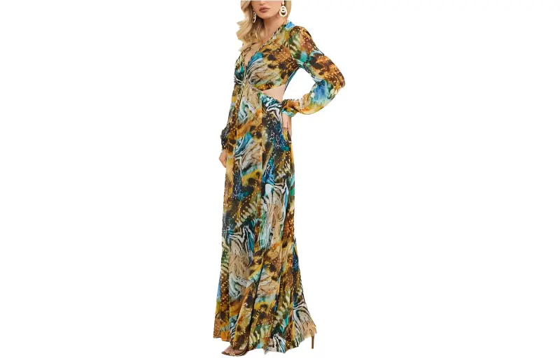 GUESS FW23 Ursula Gown Long-Sleeved Dresses Women's Multicolor-1