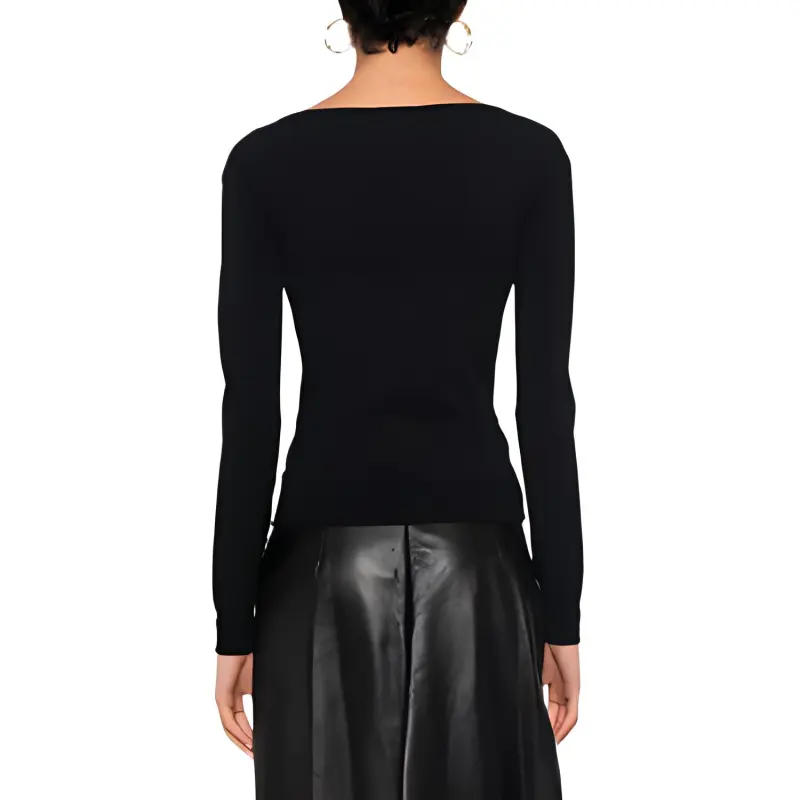 Alexander McQueen Long Sleeved Square Neck Knitted Top-3