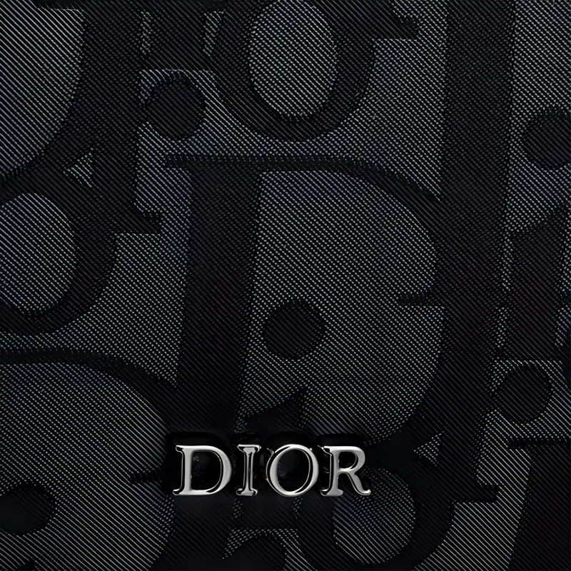 DIOR Lingot Technical Fabric, Leather, Nylon Makeup Bag, Toiletry Bag, Storage Bag, Travel Clutch Men's Black-3