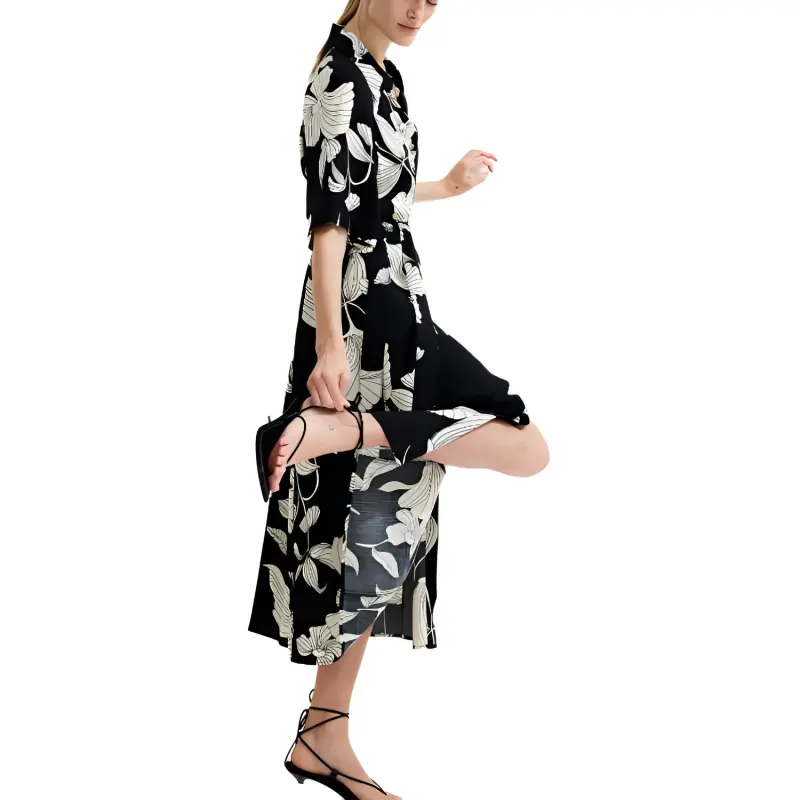 H&M Short-Sleeved Dresses Women's Black/White Floral-2