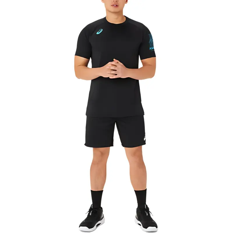 Asics T Shirt Men's Performance Black/Aqua Green-1