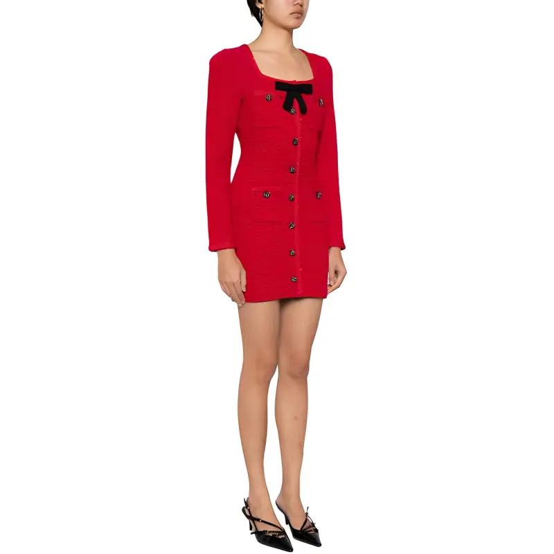 Self portrait Bow detailed Knit Dress-3