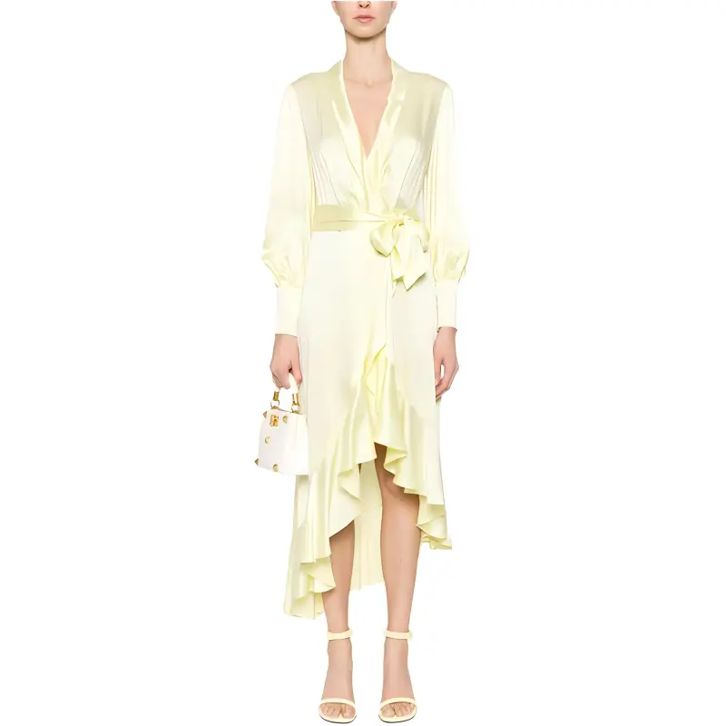 Zimmermann V Neck Asymmetric Hem Midi Dress-2