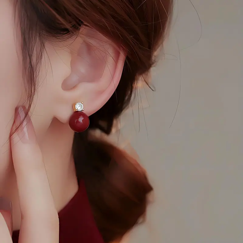 Princess Cui Cinnabar Stud Earrings Women's-5