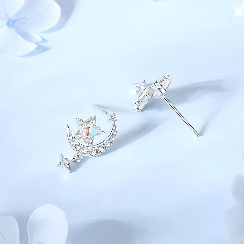 RUOK S925 Silver Stud Earrings Unisex-2