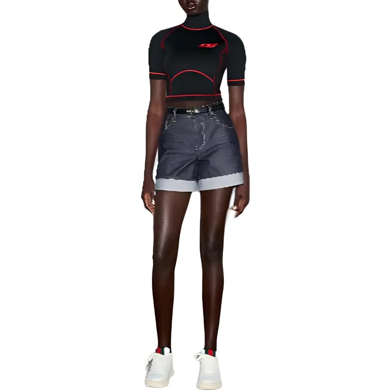 GUCCI Rubber Scubba Short Top Black/Red-1