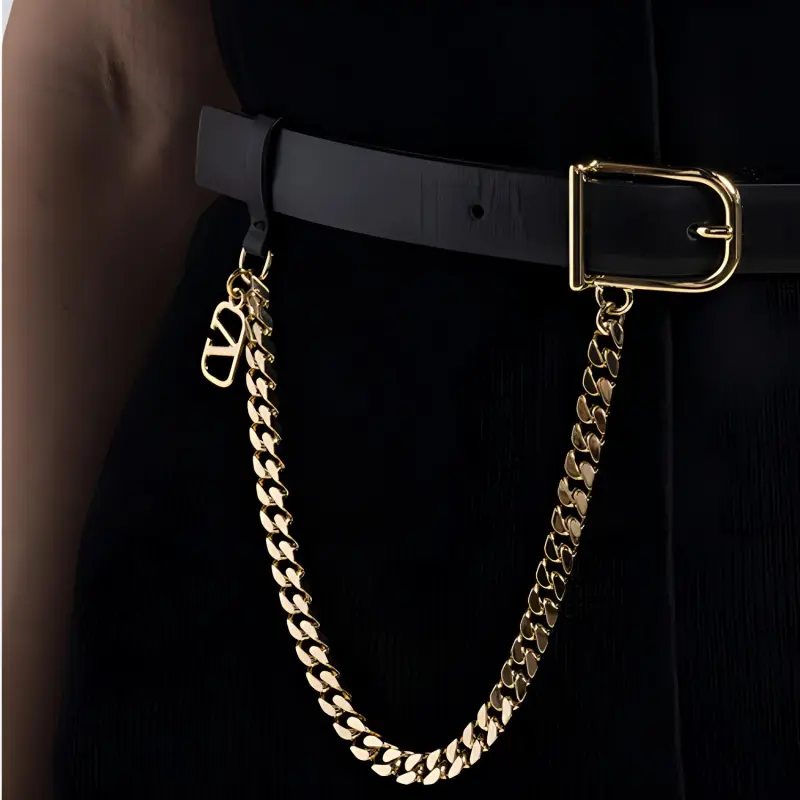 Valentino Brand Logo Leather Belts Women's Black 2CM-1