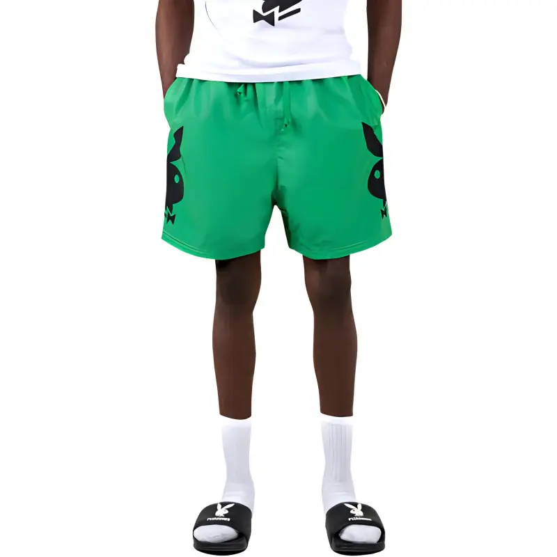Playboy X PLEASURES Casual Shorts Men Green-2