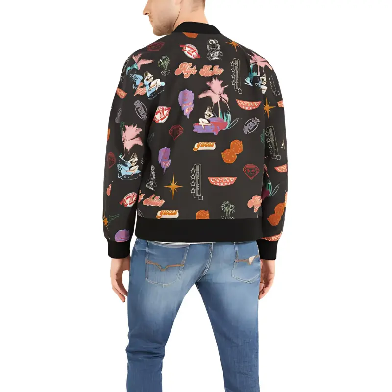 GUESS Graphic Flight Jacket Jackets Coats Men's Black-2
