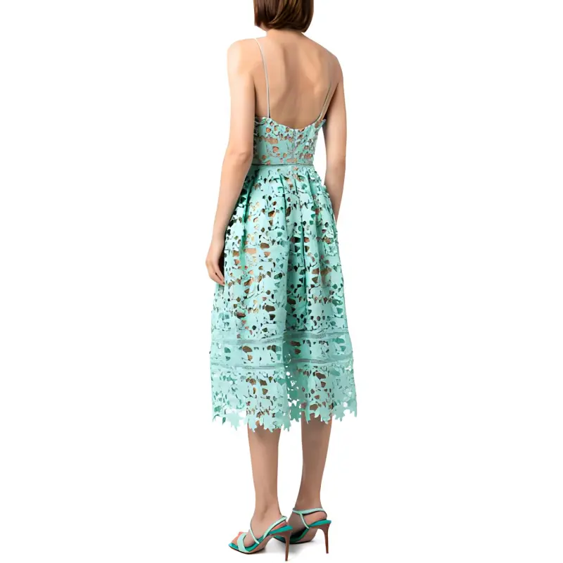 Self-portrait Aqua Azaelea Lace Midi Dress-3
