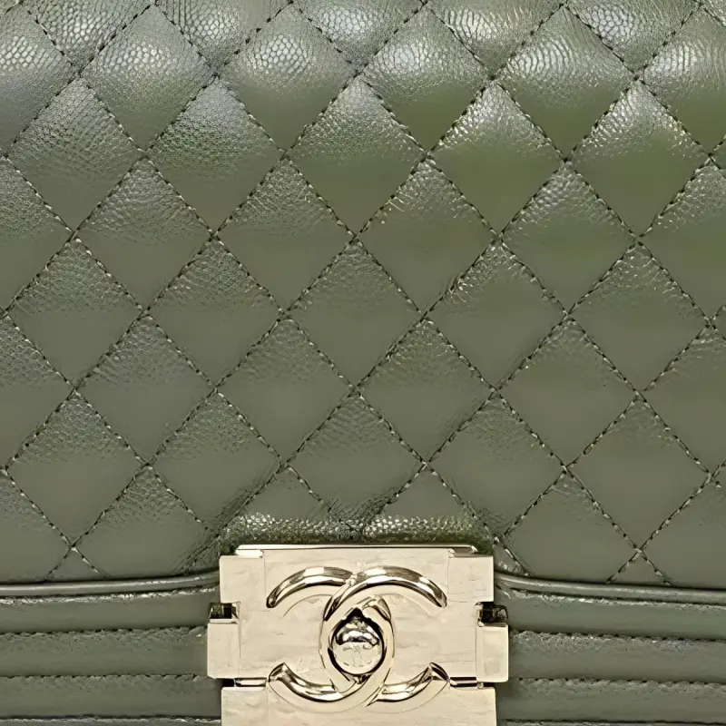 CHANEL Grain Caviar Cow Leather Flap Bag, Shoulder Bag, Crossbody Bag Women's Green-1