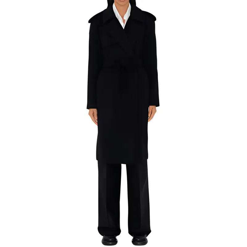 Burberry Cashmere Wrap Coat Coats Women's Black-2
