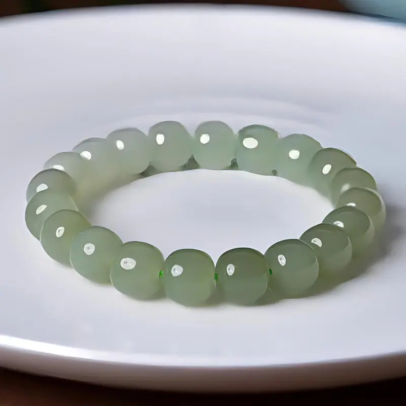 Zhen Yu Zhen Pin Hetian Jade Bracelets Pale Greenish White Jade Unisex-1