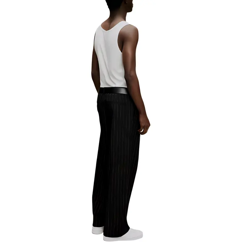 H&M Suit Trouser Men's Black Pinstripe-2