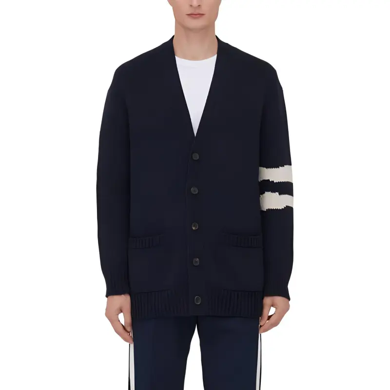 Alexander McQueen Skull Intarsia Knit V Neck Cardigan-4