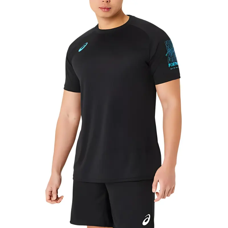 Asics T Shirt Men's Performance Black/Aqua Green-2