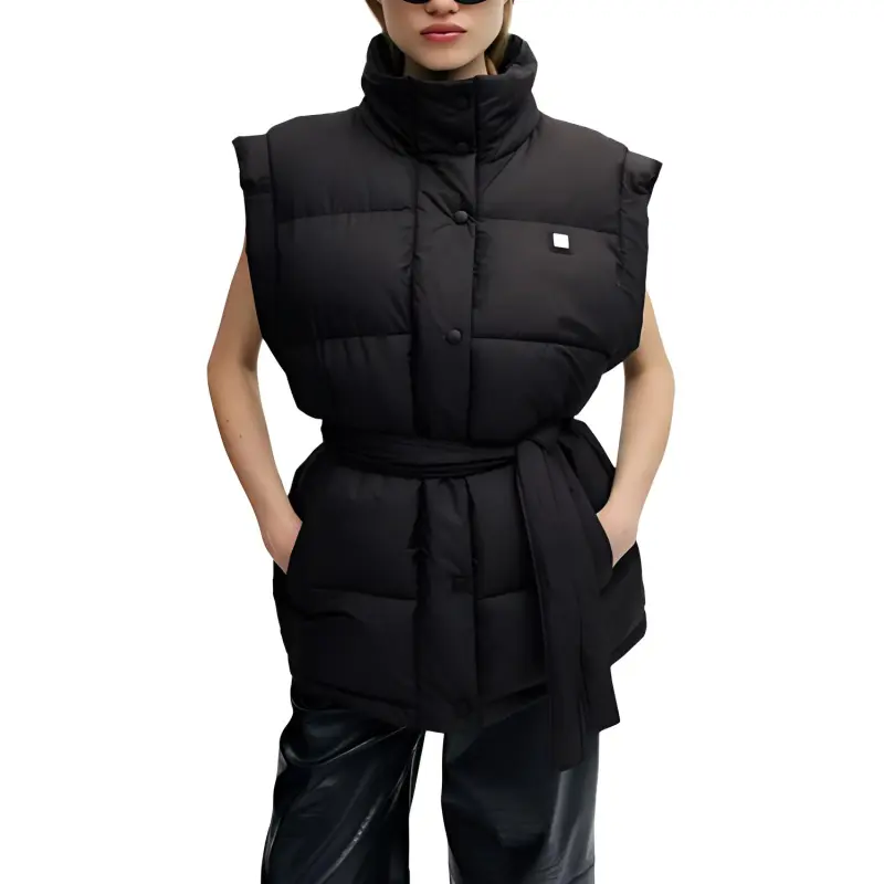 HUGO BOSS Water Repellent Regular Fit Padded Gilet With Belt Vest Women's Black-2