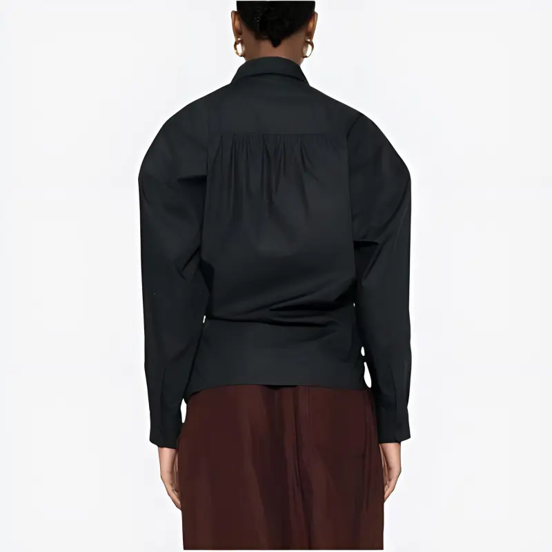 Lemaire Straight Collar Twisted Shirt 'Jet Black'-2