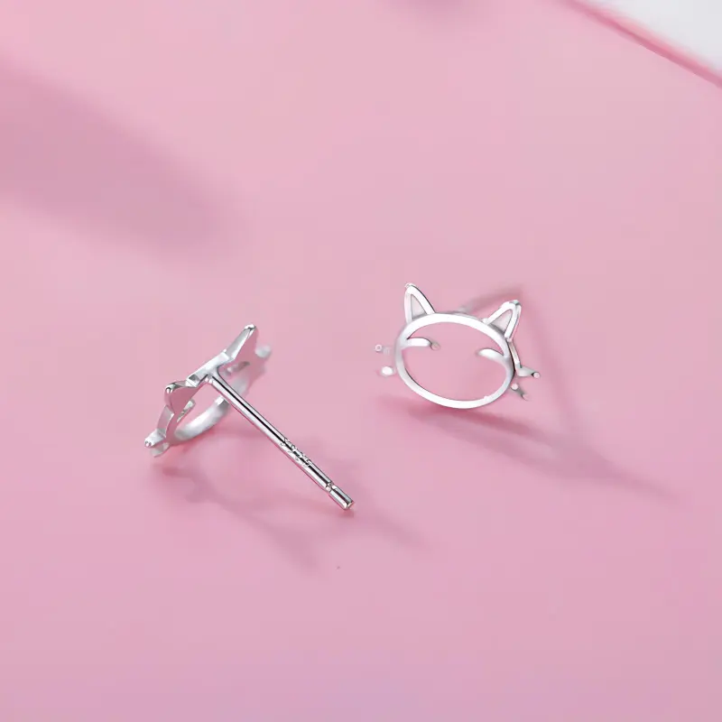 Heart Grass S925 Silver Stud Earrings Women's-2