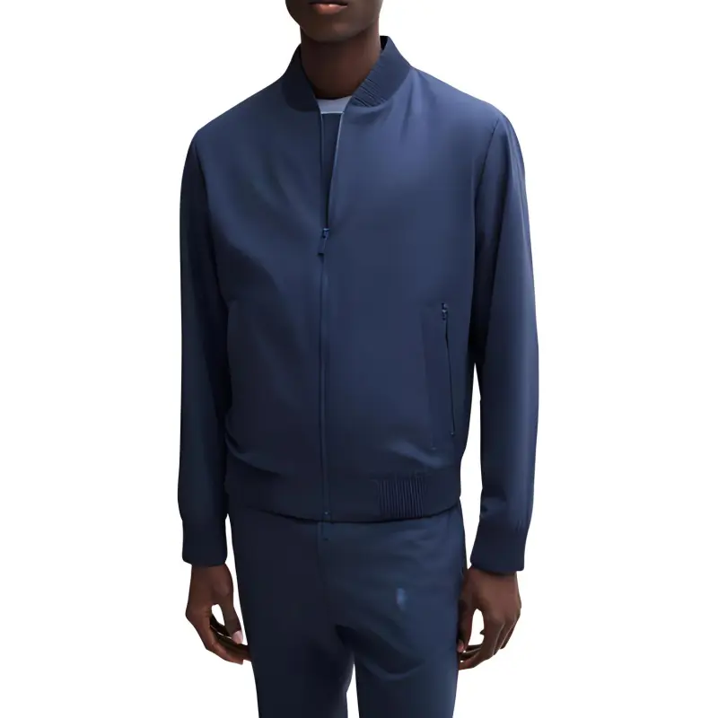 HUGO BOSS Washable Wool Blend Slim Fit Blouson Jacket Jackets & Coats Men's Blue-2