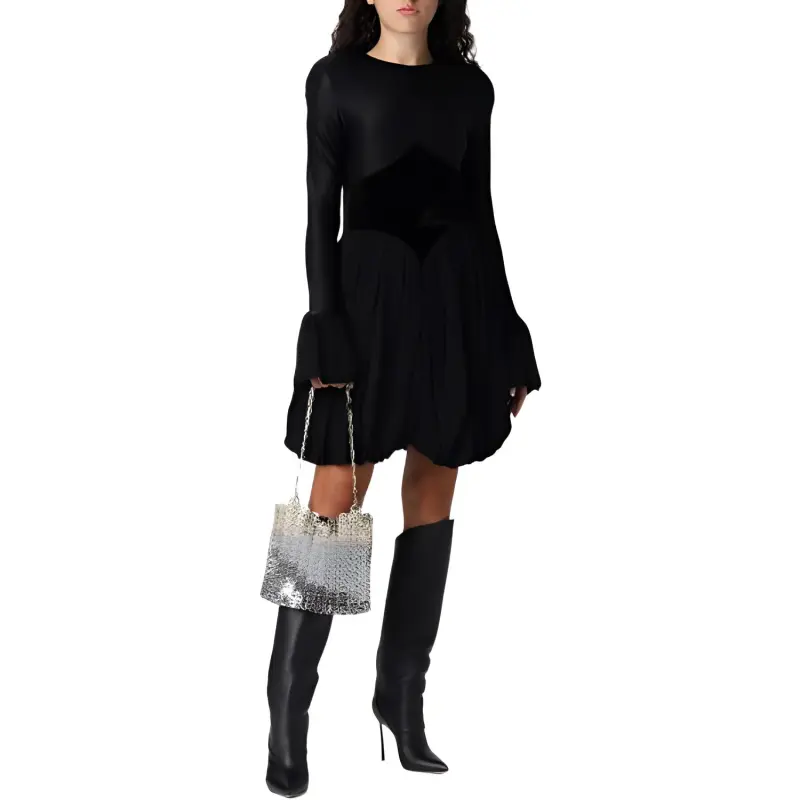Paco Rabanne Panelled Crewneck Flared Dress-3
