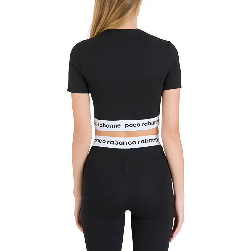 Paco Rabanne Logo-hem Cropped T-shirt-2