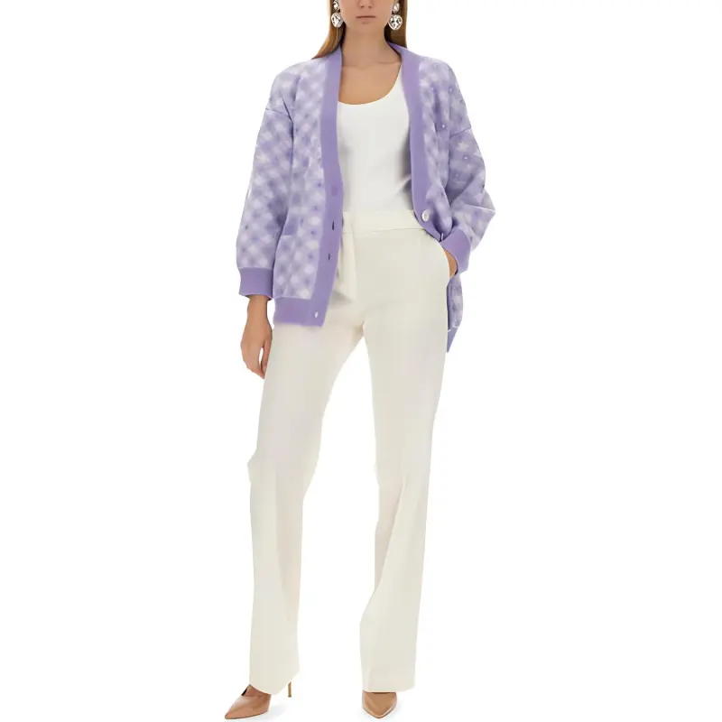 Alessandra Rich Checked V Neck Cardigan-4