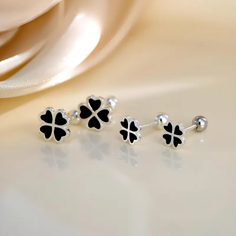 HANYUDIE Sterling Silver Stud Earrings Unisex-4