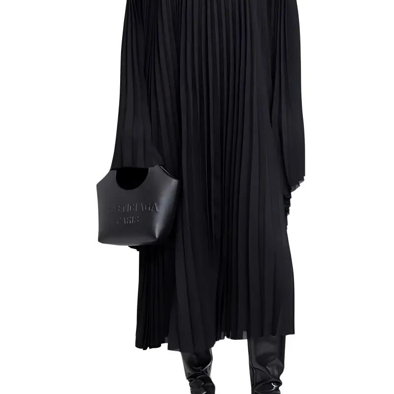 Balenciaga Pleated Wide-sleeve Maxi Dress-4