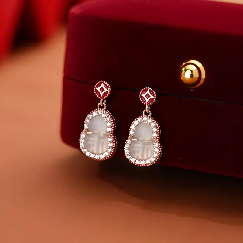 LUXLINE Natural Chalcedony Earrings Women's-2