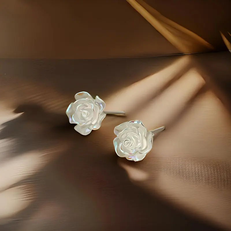 Vegetarian S925 Silver Stud Earrings Women's-2
