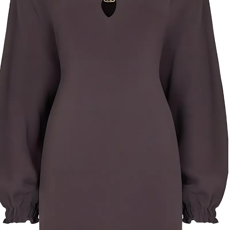 FENDI FW23 Long-Sleeved Dresses Women's Brown-2
