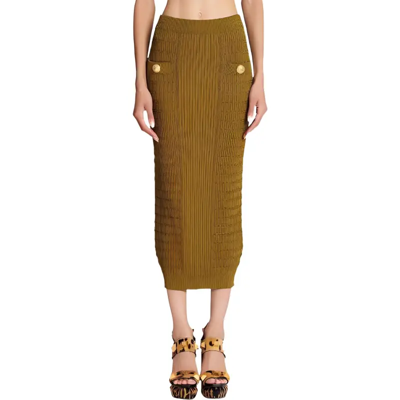 BALMAIN SS23 Skirt Women's Yellow Green-2