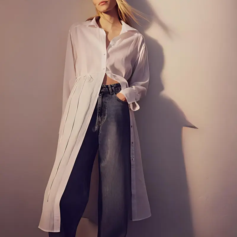 H&M Long Sleeved Dress Women's White-1