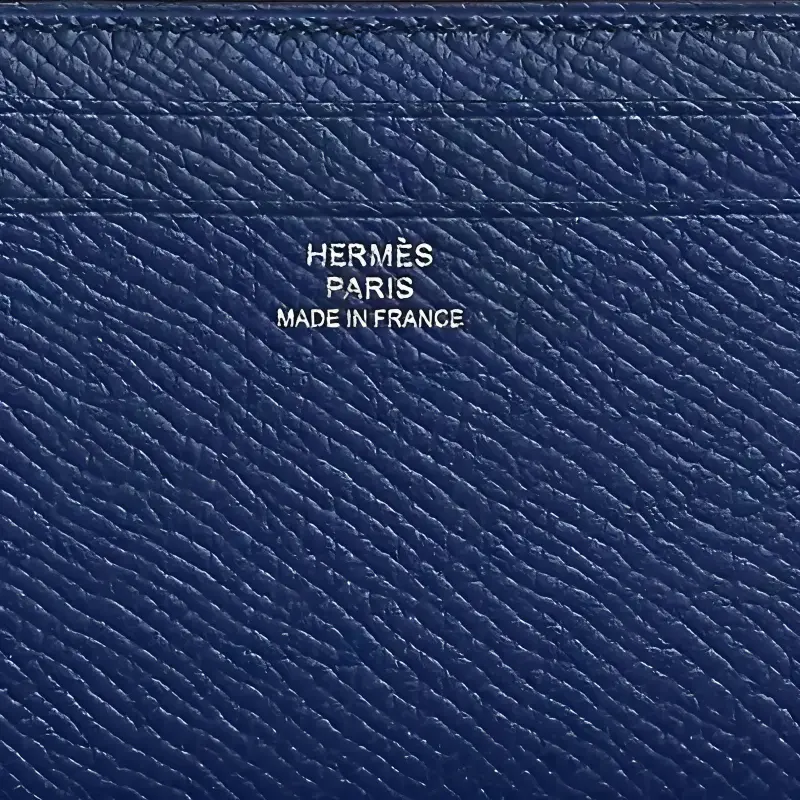 HERMES Epsom Calfskin Card Holder Women's 73 Bleu Saphir Sapphire Blue-2