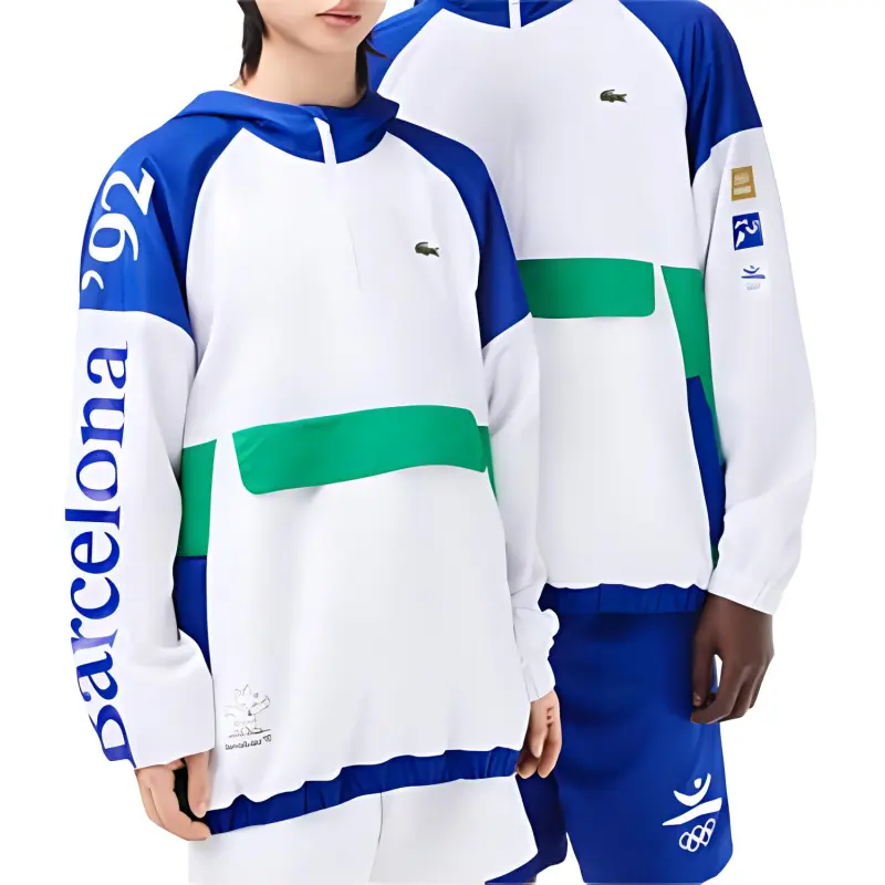 LACOSTE Trench Coat Unisex Blue White-1