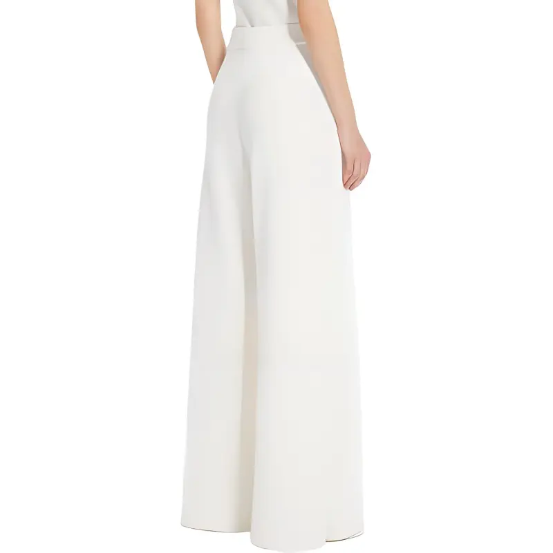 MaxMara Nocera Collection Wide Leg Wool Trousers Casual Pants Women's White-3