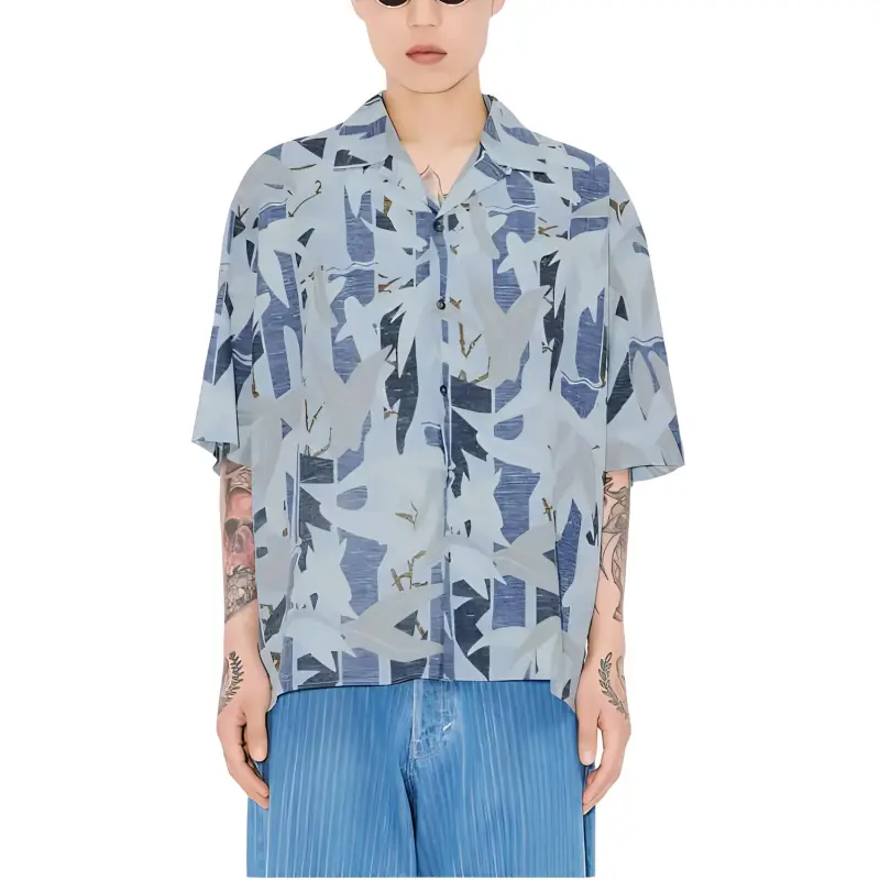 KENZO Chiku Rin Camo Hawaiian Short Sleeved Shirt-2