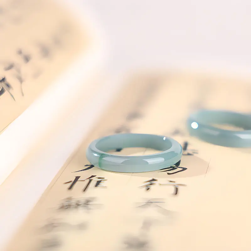 Clear Snow Ice Glutinous Jadeite Rings Unisex-5