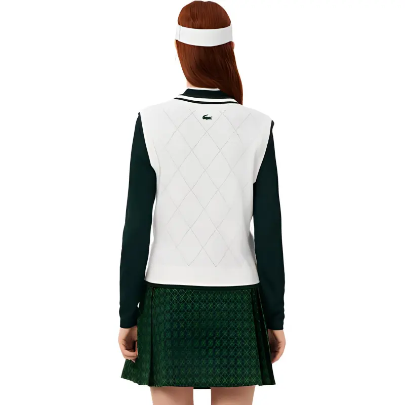 LACOSTE Tank Tops Women's White Green-1