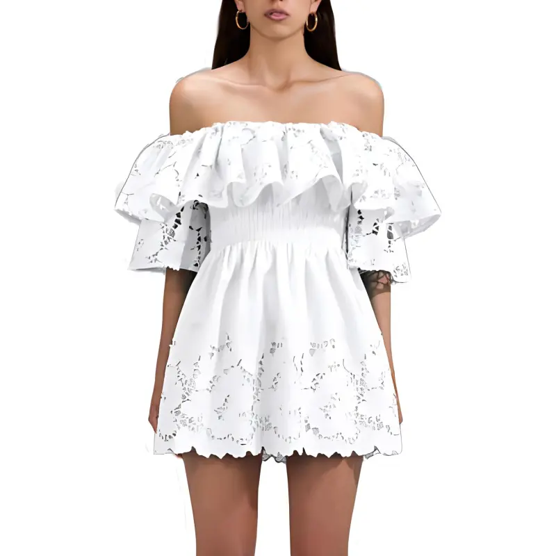 Self portrait Short Sleeved Dresses Women's White-1