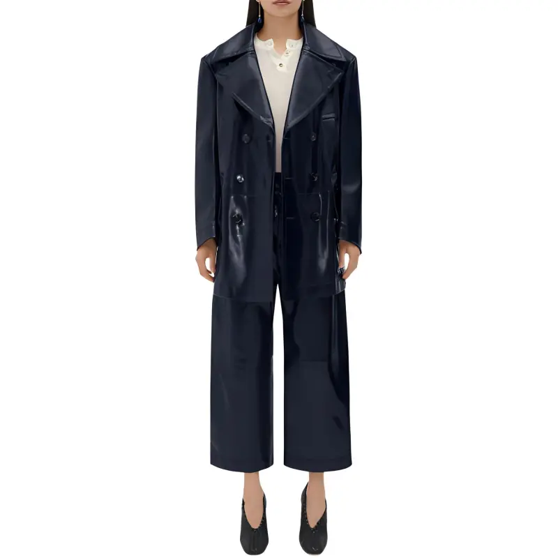 Bottega Veneta Leather Culotte Trousers Casual Pants Women's Black-1