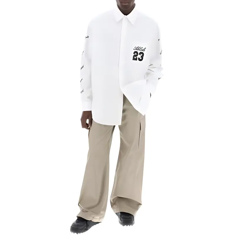 OFF WHITE Mid Rise Wide Leg Trousers-2