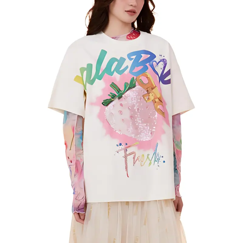 LALABOBO Drop Shoulder Sleeve T Shirt Women's-1