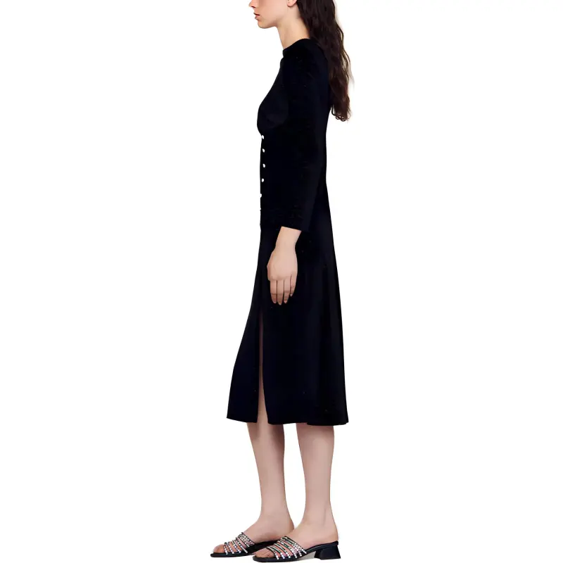 Sandro Cut-out Velvet Midi Dress-2